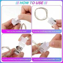 1M/2M/3M Luces de cadena de alambre de cobre LED cálidas/de colores alimentadas por batería Cadena de luces mini para fiesta, hogar, regalo, decoración (3 modos: parpadeo/parpadeo lento/luz constante)