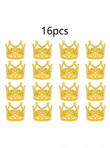 16 件闪光合金迷你公主皇冠套装，包括花卉装饰和派对用品、节日皇冠套装，适合派对礼品和花束配饰 - 彩色 - 查看 15