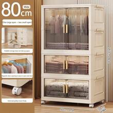Foldable Wardrobe Cabinet, Plastic Multi-Layer Storage Rack, No Assembly Required - Transparent - View 24