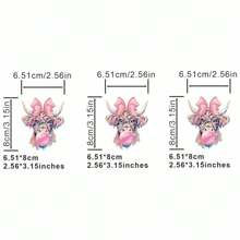 1pc/2pcs/3pcs/Pink Love Cow Clothing Patch Patch Cloth DIY A-Level Washable Adhesive Cloth Heat Transfer Printing Cloth Women's/Men's T-Shirt Bag Pillow Decoration Badge Label Baseball Hat Backpack, Etc. Available