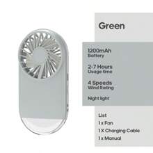 kinscoter 1PC Rechargeable 1200mAh Portable Pocket Fan Outdoor Lightweight Mini Night Light Air Cooler Handheld Fan - Multicolor - View 13