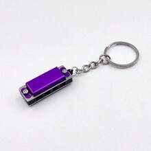 1pc Mini 4-Hole Metal Harmonica Keychain, Beginner Musical Instrument Toy, Birthday Or Holiday Gift - Multicolor - View 3
