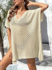 Bikini de acoperire pentru plajă, de dimensiuni mari, cu scobitură, sexy, sexy, semi-transparentă