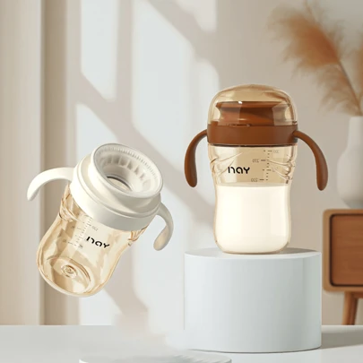 10 盎司/300 毫升婴儿学习杯，婴儿吸管杯，适用于水和牛奶