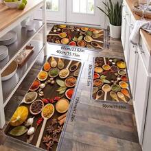 1 Piece, 100% Polyester Fiber Knitted Spice And Chili Kitchen Mat, Machine Washed, Non Slip, Lightweight, Fade Resistant, Low Plush, Farmhouse Style Home Decoration, Laundry Room, Sink Floor Comfort Mat, Adding Spices To Your Kitchen