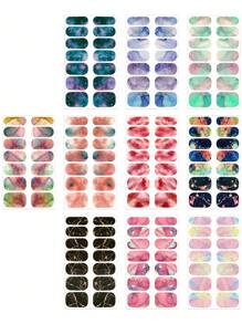 Conjunto de 10 folhas de adesivos de unha marmorizados - Adesivos de unha autoadesivos para mulheres e meninas, tiras descartáveis de esmalte de cobertura total, itens essenciais para unhas DIY