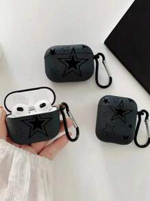 星形/花形耳机盒适用于 ，新款第四代 1/2、3/Pro/Pro2 无线耳机保护套，男朋友/女朋友礼物 - 星星圖形磨砂黑耳機套 - 查看 1
