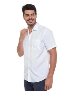 Rand paul Men's Slim Fit Short Sleeve Plain Dress Shirt With Pocket - 白色 - 查看 3