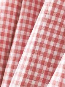 女士春夏无袖格子连衣裙，纽扣设计，宽松版型，乡村/波西米亚风格，适合度假、商务休闲等场合，优雅粉色 - 粉色 - 查看 6