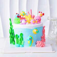 12 Pcs Under The Sea Cake Decoration Ocean Cake Topper Under The Sea Party Supplies Devil Fish, Octopus, Seahorse Cake Decor Under The Sea Theme Birthday Creatuive Party