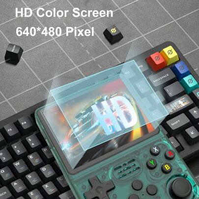  GAMINJA R36S 开源复古经典手持游戏机，3.5 英寸高清 IPS 屏幕，Linux 系统，64GB 内置内存，16000 多种游戏，支持多种模拟器，便携式手持游戏机