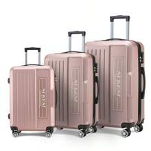 3pcs Luggage Set With 20 + 24 + 28 Inch Rolling Suitcases, Large Capacity Travel Trolley Bags Graduation - Dusty Pink - View 1