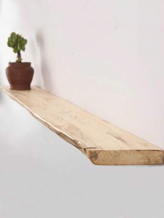 1pc Wooden Wall Mounted Floating Shelf, Wide Design For Kitchen, Living Room Or Display
