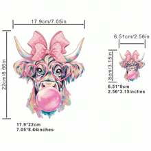 1pc/2pcs/3pcs/Pink Love Cow Clothing Patch Patch Cloth DIY A-Level Washable Adhesive Cloth Heat Transfer Printing Cloth Women's/Men's T-Shirt Bag Pillow Decoration Badge Label Baseball Hat Backpack, Etc. Available