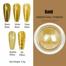 High Quality Mirror Nail Powder, Presenting White, Silver, Gold, Aurora Effects, Yk2, Dopamine For Summer - Multicolor - View 3