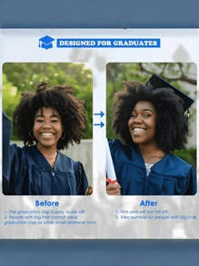 1pc Graduation Cap Adjuster (Graduation Cap Not Included) - Keeps Hair Style Perfect, Non-Slip And Stable Accessories, Graduation Party Supplies - Graduation Ceremony Fixer For PhD/Master/Bachelor's Caps - View 7