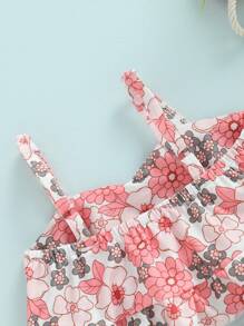 Traje de baño de bikini para niña, sin mangas, con hombros descubiertos, chaleco corto, para playa, piscina, pantalones cortos con volantes, traje de baño - Rosa intenso - Ver 7