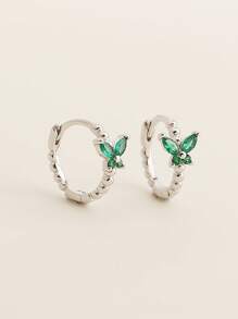 1 Pair 2pcs Cute S925 Silver Butterfly Stud Earrings With Rhinestones, Delicate Sweet Women Jewelry, Birthday Gift