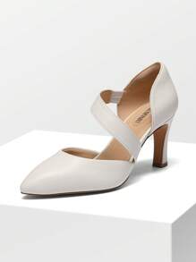 Women's High Heels Pumps Dress Closed Pointed Toe Comfortable D'Orsay Pumps Shoes For Work Office Wedding Dancing - trắng - Xem 2