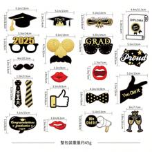 Black Graduation Photo Booth Props 2025 - Pack Of 20, Black And Gold Graduation Photo Props For Grad Party Decor 2025 - Multicolor - View 8