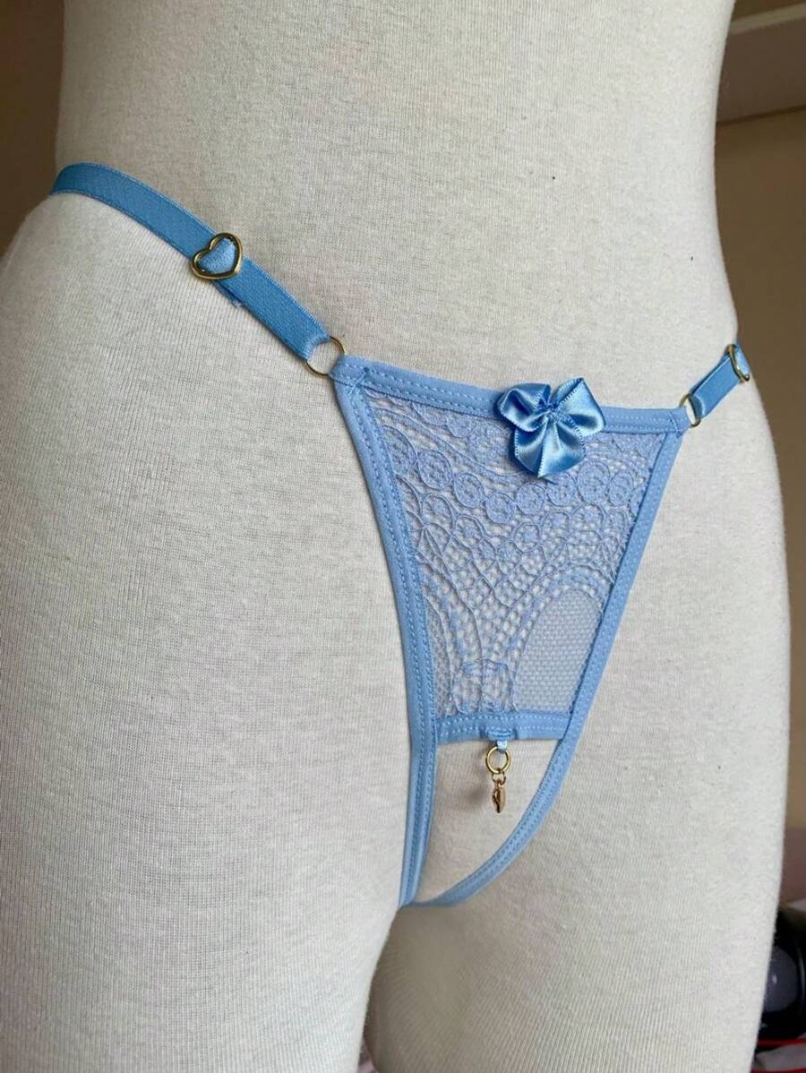 Thong Panties Pendant In Opening Panties In Women's Thongs Sexy Lace Lingerie Sensual Intimate Fashion - 淺藍色 - 查看 1