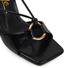 So Me Cars Leopard Print Lace Up  Square Toe Heels Ankle Strap Chic Style Party Spring Summer Dress Shoe - Black - View 5