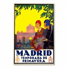 1pc Wall Arts Posters Frameless Spain Madrid San Sebastain Travel Canvas Painting Vintage Wall Kraft Posters Coated Wall Stickers Home Decorative Pictures Gift Pop - Multicolor - View 35