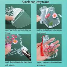 1 st. 20 st. Willekeurige 5 stijlen handgemaakte geperste droge bloemen blad transparante bladwijzers, creatieve lente in een fles bladwijzers