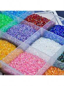 10,000 件 3 毫米平底树脂美甲水钻，DIY 或沙龙美甲平底美甲闪光适用于配饰、鞋子、衣服、化妆品、包包、美甲装饰混合形状水晶美甲宝石套装带钻笔美甲用品指甲美甲饰品