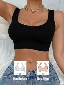 Comfy Bra Women Sexy Criss Cross Back Push Up Bras Soft Cups Wireless Bralette U Neck Removable Padding Seamless Not Transparent Backless Lingerie Traceless Underwear Crop Tops Intimates Tank Top Training Brassiere Breathable Fabric Wide Straps Suitable For Party Wedding Or Dress For Fitness Yoga Running And Sports Venues