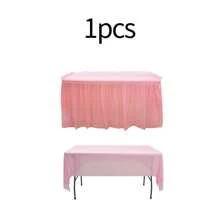 2Pcs/Set Disposable Solid Color Tablecloth Table Skirt Waterproof Portable Table Cover For Birthday Wedding Bridal Baby Shower Party Decorations Dinner Event Decor - Multicolor - View 9
