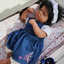 19 Inch Realistic Vinyl Handmade Reborn Doll (Unisex), Cloth Body Lifelike Doll, Handmade Rooted Hair, Closed Eyes Doll, Companion Collectible Doll, Birthday Christmas Gift, Includes Clothes, Plush Doll (Randomly Included Bottle, Pacifier, Diaper) - As Shown - View 6