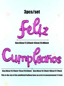 3 件/套西班牙“生日快乐”铝箔气球套装，奶油色、焦糖色、金色、银色、粉红色、玫瑰金、蓝色、粉红色、红色、黑色，悬挂气球，适用于生日派对、家庭活动、房间装饰 - 彩色 - 查看 21