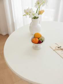 1 件圆形纯色防水桌布，简约风格，防油，防尘，桌罩保护套，适用于书桌、餐桌、咖啡桌、厨房和餐厅、家居装饰 - 白色 - 查看 10