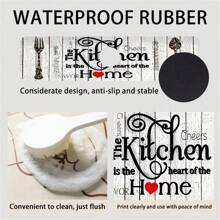 1pc Scoop And Fork Faucet Mat For Kitchen Sink Protectors Vintage Wood Pattern Design Kitchen Accessories Rubber Mat Splash Guard,Bathroom Faucet Mat,Trimmable Anti-Slip & Splash Proof - Multicolor - View 6