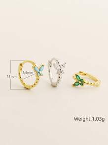 1 Pair 2pcs Cute S925 Silver Butterfly Stud Earrings With Rhinestones, Delicate Sweet Women Jewelry, Birthday Gift