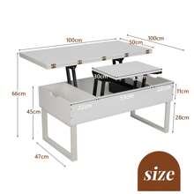 VOWNER 100*100 cm Couchtisch Höhenverstellbar Umwandelbar in Wohnzimmer-Esstisch, 3-in-1-Multifunktions-Wohnzimmertisch mit Versteckter Aufbewahrung