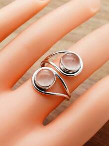 Rose Quartz 925 Sterling Silver Gemstone Adjustable Ring - Rose Quartz - View 3