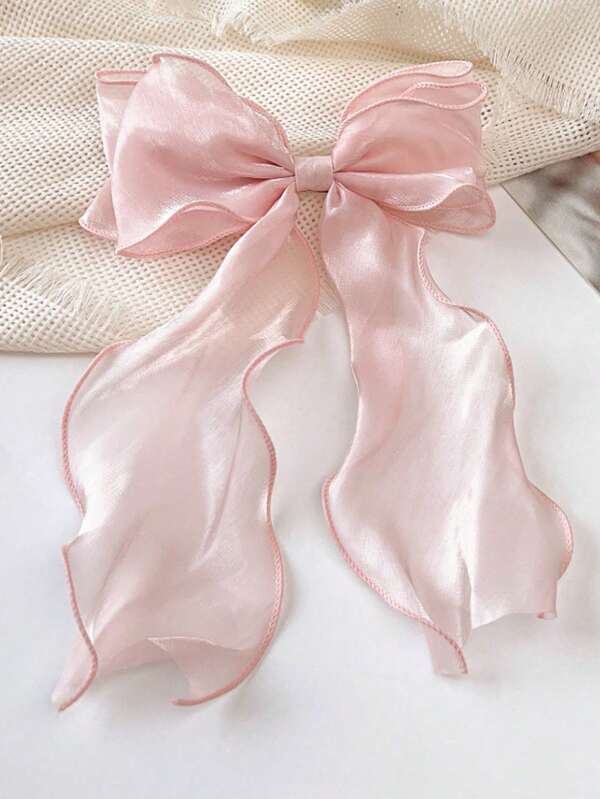 1 Pc Silky Satin Hair Bows Big Hair Bows For Women Hair Ribbons Oversized Long Tail Black Hair Bow Large Hair Ribbon Barrettes Metal Clips Bowknot Aesthetic Hair Accessories Claw Clips