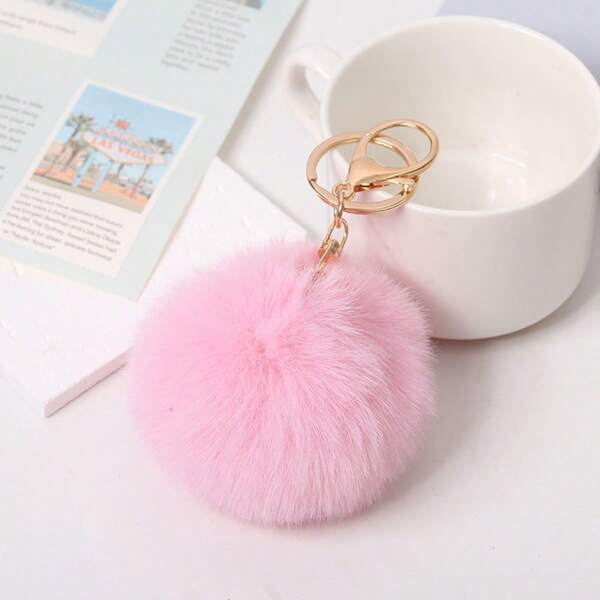 Rabbit Fur Pom-Pom Keychain Car Accessories Bag Charm School