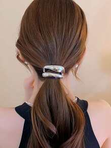 1pc/2pcs/3pcs Simple Hollow Out Double Layer Metal Hair Clips, Women Hair Ties, Elastic Hair Ties, Fashion Hair Accessories, Ponytail Holders Head Accessories Rubber Bands - Multicolor - View 5