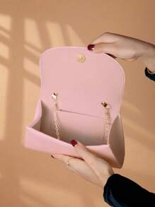 REMANLAND 1 pieza Bolso de embrague de piel de PU de unicolor con cierre magnético, elegante y de moda, adecuado para uso diario de las mujeres - Rosa - Ver 7