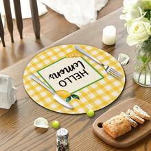 4pcs/6pcs/8pcs/Set Yellow Lemon Theme Placemats, 14 Inch Round Spring/Summer Holiday Table Mats Suitable For Party, Kitchen, Dining Room Decor