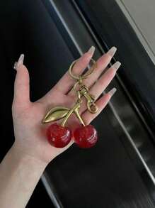 1 mặt dây chuyền hình quả anh đào, mặt dây chuyền pha lê hình quả anh đào lớn mới về, mặt dây chuyền móc chìa khóa, móc chìa khóa hình quả anh đào lấp lánh có kẹp cho túi xách, phụ kiện bằng nhựa và kim loại lấp lánh cho ví và túi xách dành cho phụ nữ, túi xách nữ, đồ trang trí treo trang trí túi xách, móc chìa khóa ô tô, nhẫn chìa khóa, quà tặng trang sức - Nhiều màu - Xem 2