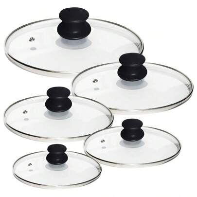 05 Tampa De Vidro Para Panelas Caçarolas Jogo 16 18 20 22 24
