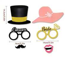 31 pièces Accessoires pour photomaton de mariage - Panneaux pour photomaton de enterrement de vie de jeune fille et douche de mariage, multicolore, convient pour mariage, remise de diplôme, anniversaire et événements de célébration - Décoration amusante et festive