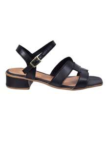 Women's Casual Comfortable Flat Low Heel Open Toe Synthetic Leather Sandals Elegant Lightweight For Everyday Walking - 黑色 - 查看 2