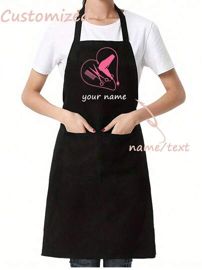 1 pieza Delantal negro personalizado y personalizado para estilista de cabello, peluquería, salón de belleza, cosmetólogo, escuela de cosmetología, barbero. Regalo único y personalizado ideal para él, ella, novio, novia, papá, mamá, familia, amigos para aniversarios, San Valentín, Día de la Madre, cumpleaños, Día del Niño, Día del Padre, graduación, bodas, Navidad, inauguración de la casa, armonía del hogar