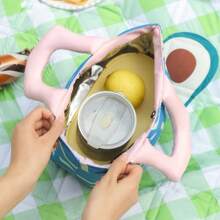 1 Bolsa Grossa para Lanche com Isolamento, Bolsa para Lanche com Desenho à Mão Livre, para Estudante e Trabalhador de Escritório, com Arroz