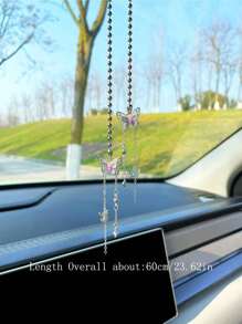 Double Layer Butterfly Car Hanging Decor, Creative Rearview Mirror Hanging Ornament For Car Interior, Women - Multicolor - View 4